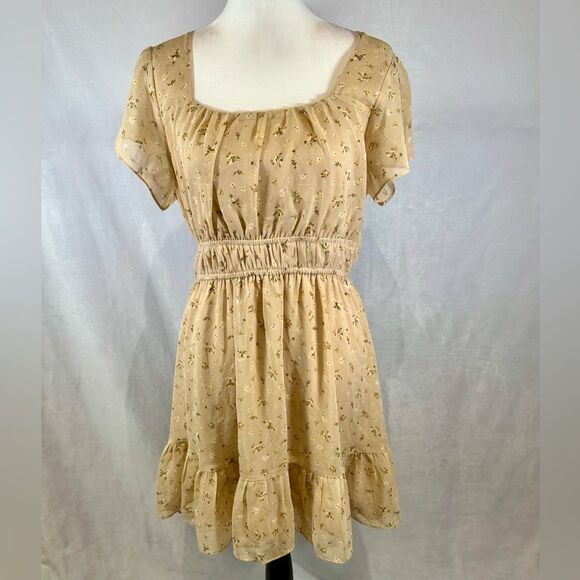 Altar’d State mocha latte milkmaid floral dress size large - Picture 1 of 6